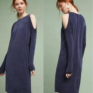NWT Anthropologie eri + ali Navy Annalyn Cocoon Cold-Shoulder Dress Size M